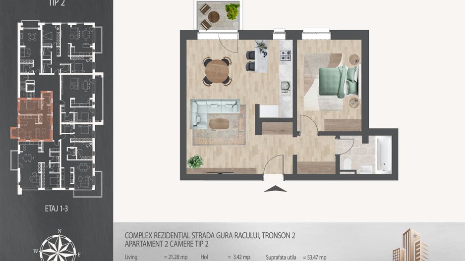 AP. 2CAM. IN BLOC P+4 .FINISAJE PREMIUM / SCOALA BRAUNER,  METROU TECLU! - Poză 2