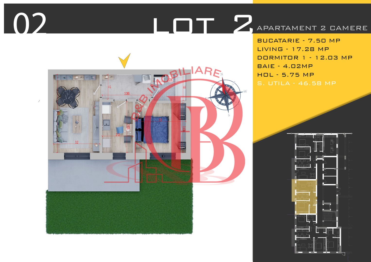 Apartament 2 camere cu Gradina-Finalizat-Theodor Pallady - Schiță 6