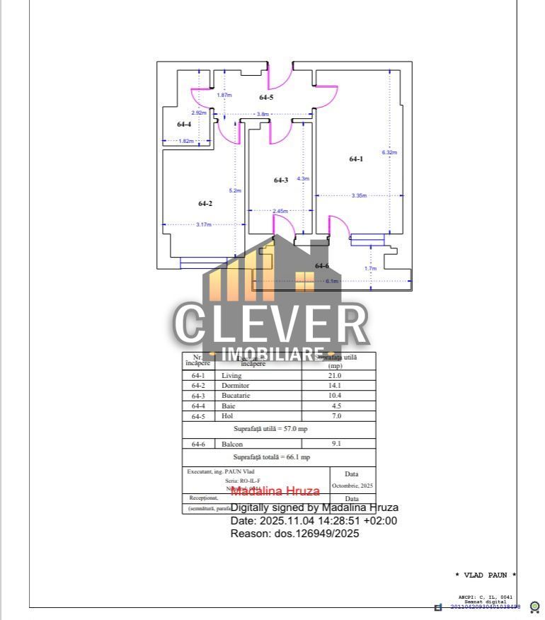 2 camere spatios | parcare subterana | - 8 min metrou Nicolae Teclu - Schiță 7