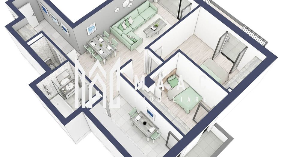 Apartament 3 camere | Balcoane 15.1 mp | Etaj 1 | Turnisor - Poză 2