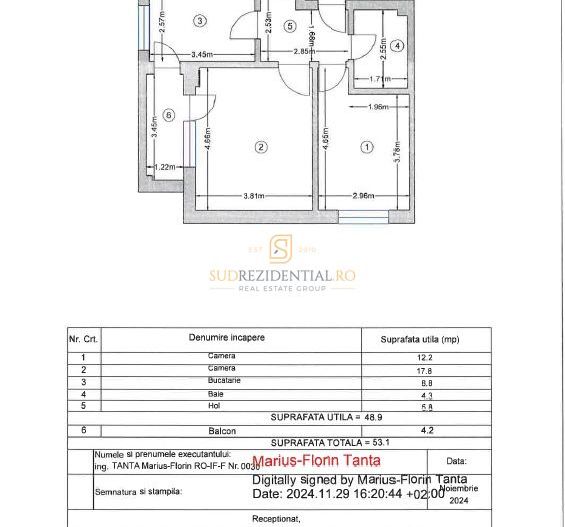 2 Camere spatioase, prima inchiriere, bloc nou,  zona Grand Arena Mall - Schiță 14