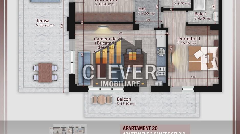 Apartament 3 camere cu terasa Theodor Pallady, metrou Teclu - Schiță 8