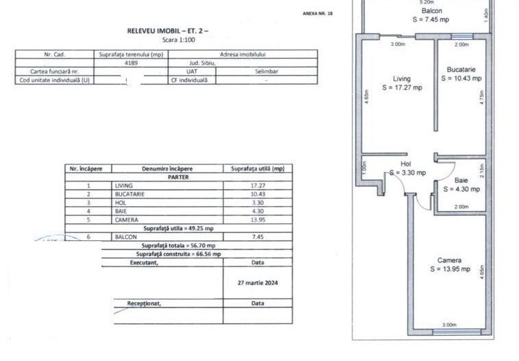 Apartament cu 2 camere de vanzare | Selimbar - Schiță 8