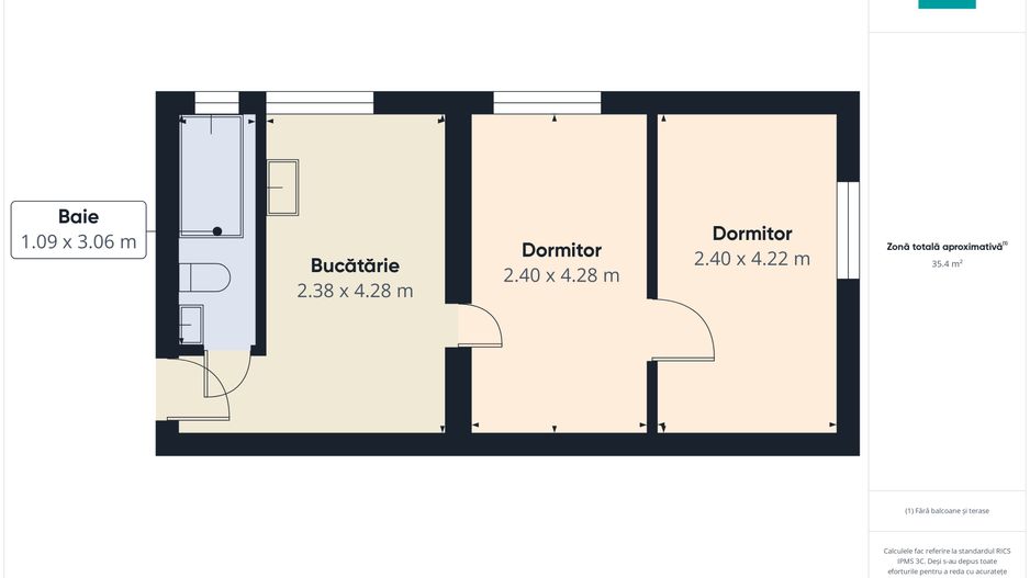 44.900 EUR, 2 camere, parter – Ferentari - Poză 1