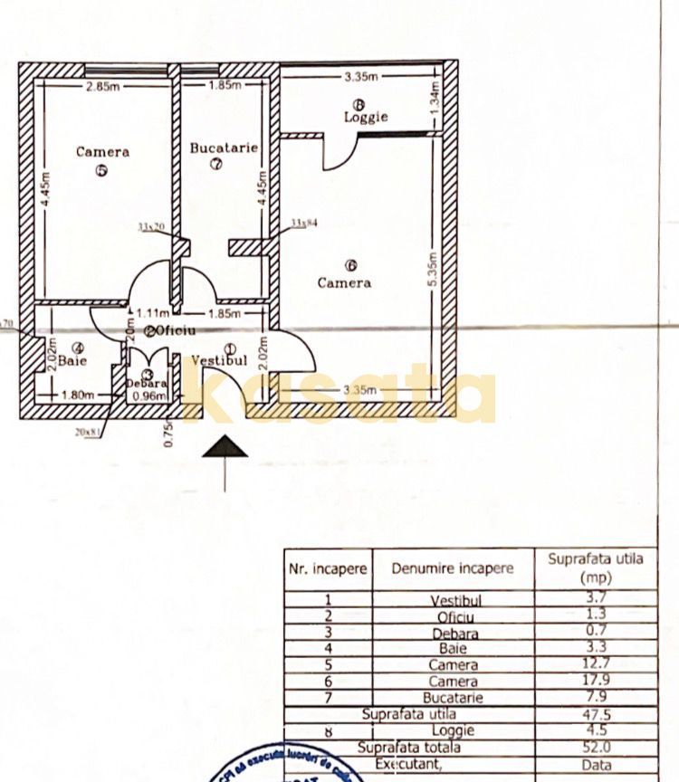 Apartament 2 camere de închiriat | Pajura | Aproape de metrou - Schiță 11