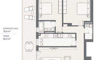Apartament 3 camere, Silk District, terasă 83 mp, parcare inclusă - Poză 1