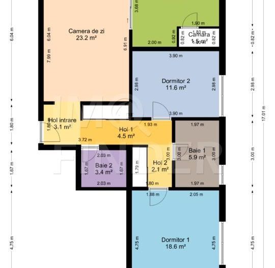 3 Camere Bloc Vila 100mp cu 2 parcari zona Campului - Poză 6