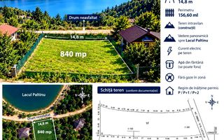 TEREN INTRAVILAN DE VÂNZARE | 840 MP | VEDERE SPRE LACUL PALTINU - Poză 1