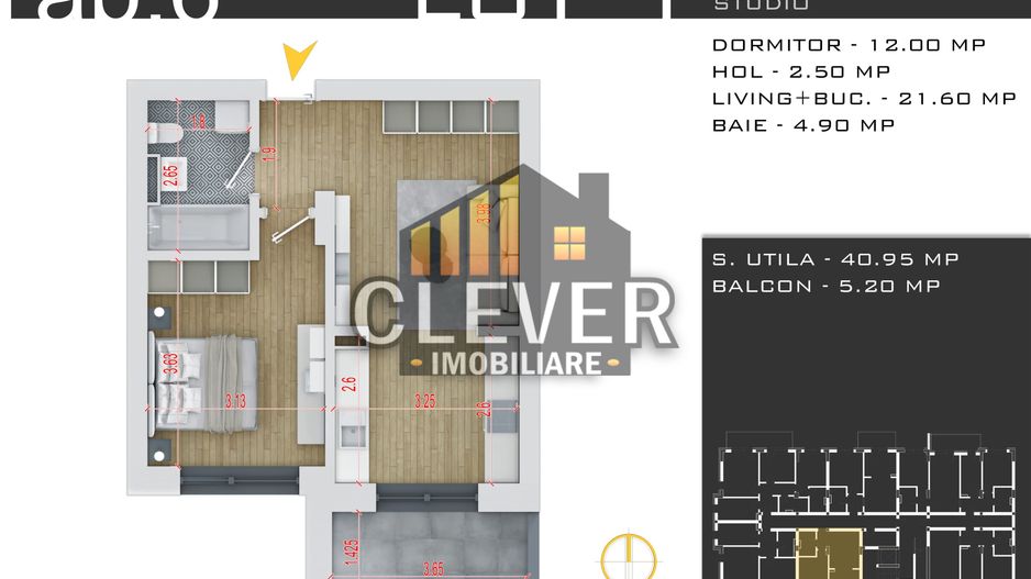 Studio 46mp Totali - Design Modern - Zona Pallady - Comision 0% - Poză 1
