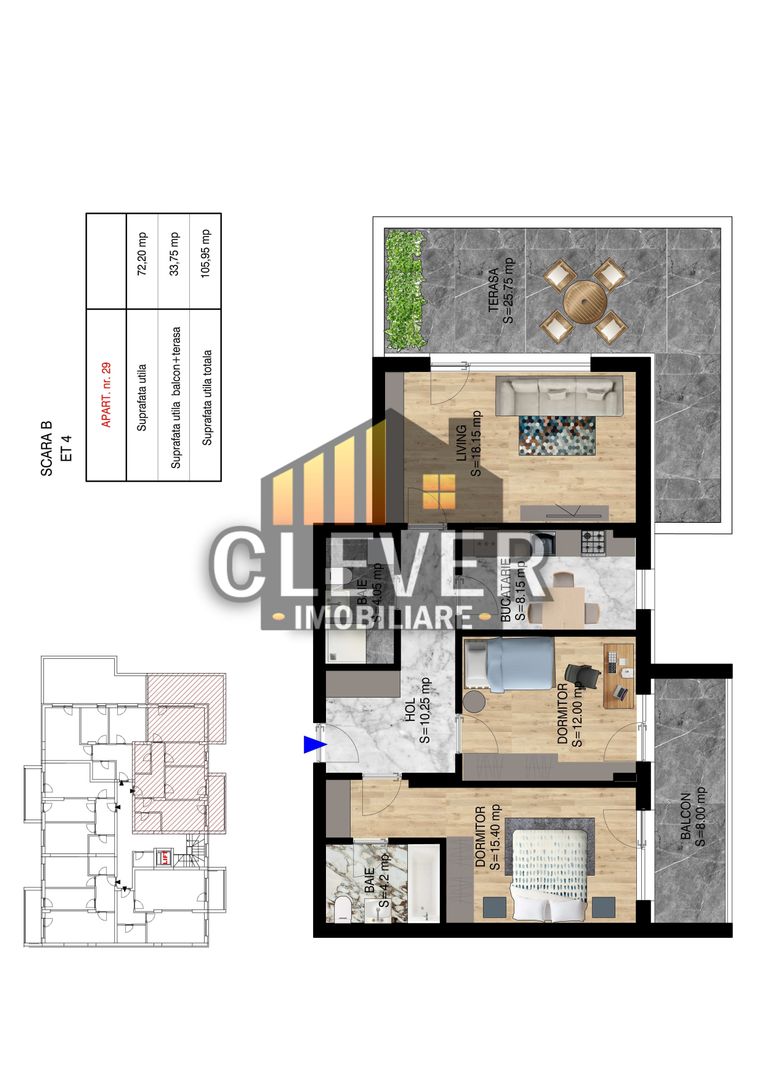 Direct Dezvoltator Apartament 3 camere cu terasa - Poză 2