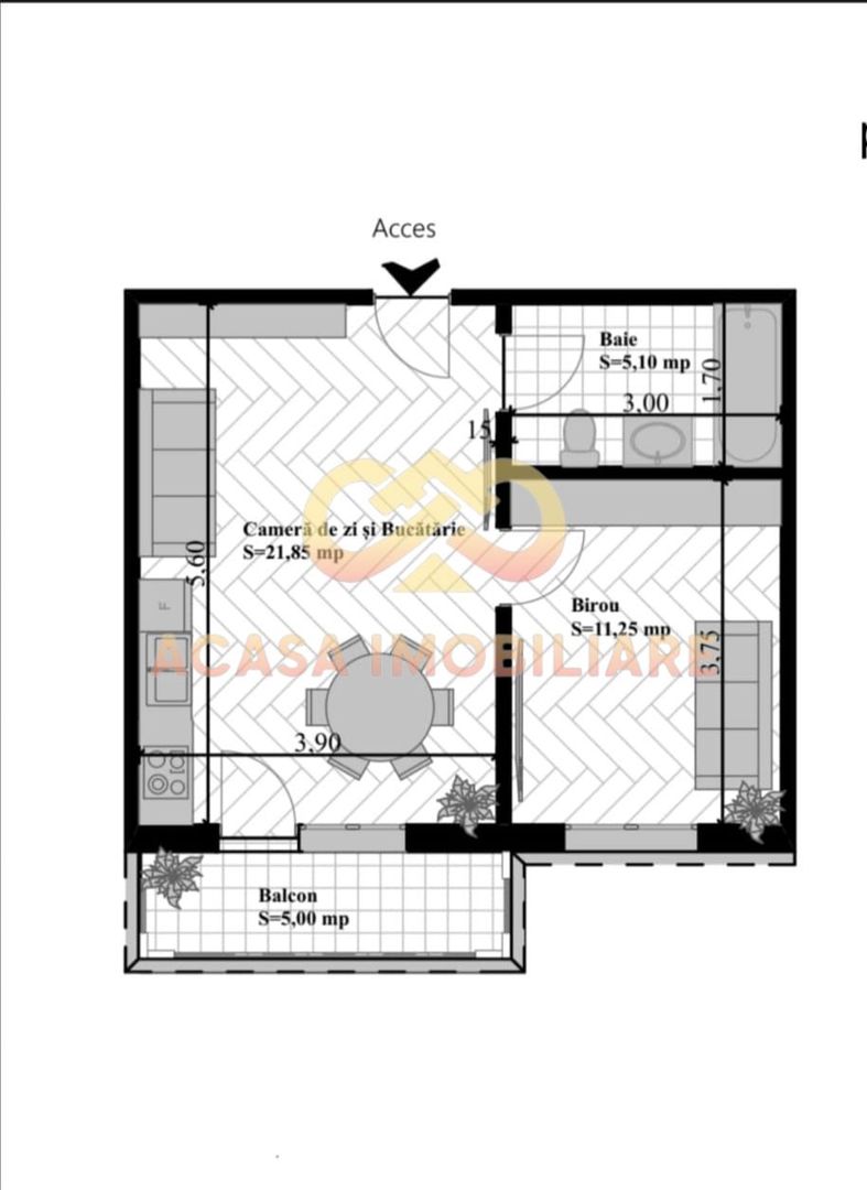 IDEAL INVESTITIE APARTAMENT 2 CAMERE OPEN SPACE 43MP - Poză 2