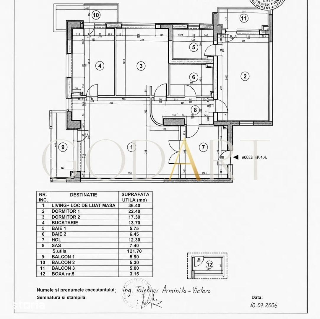 Apartament de lux | 3 camere | 121.7 mp | Mobilat | Utilat - Schiță 19