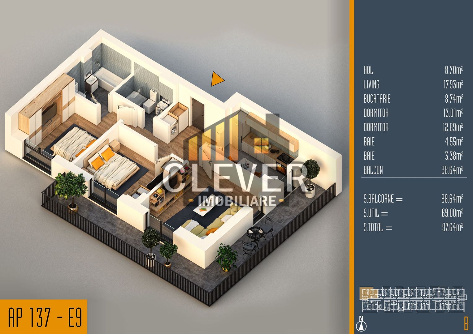 Apartament Superb 3 Camere cu Terasa Generoasa Titan Pallady - Poză 1