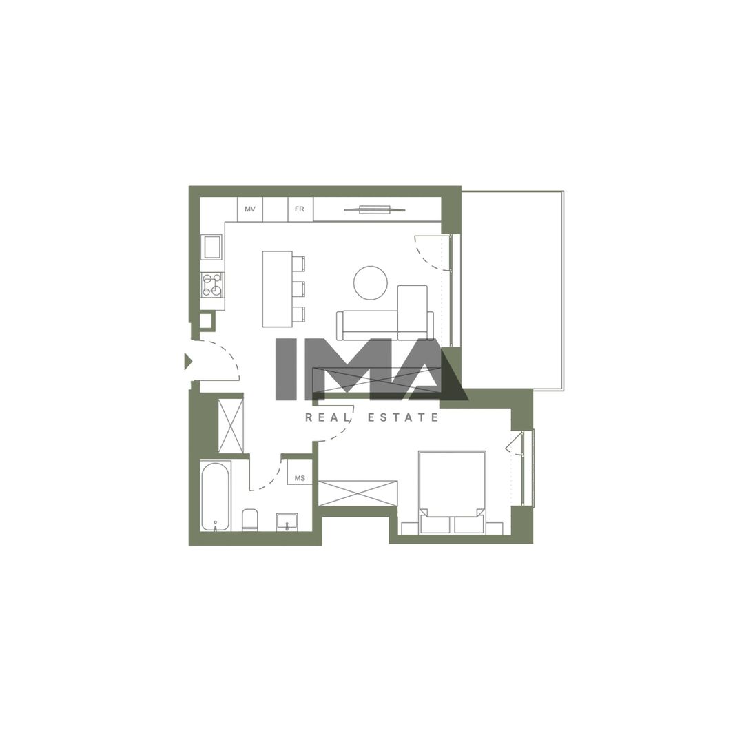 Apartament nou cu 2 camere | Balcon de 11 mp | Confort premium - Schiță 9