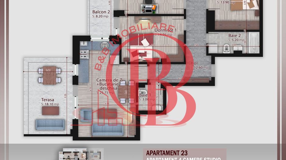 4 camere  -proiect nou- Metrou Nicolae Teclu - Schiță 10