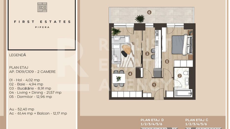 Vânzare, apartament, 2 camere, First Estates Pipera - Schiță 12