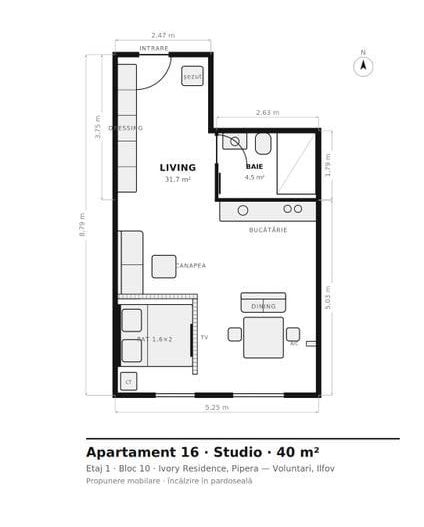 Studio 40 mp utili | Ivory Residence Pipera | Cel mai bun preț - Poză 6