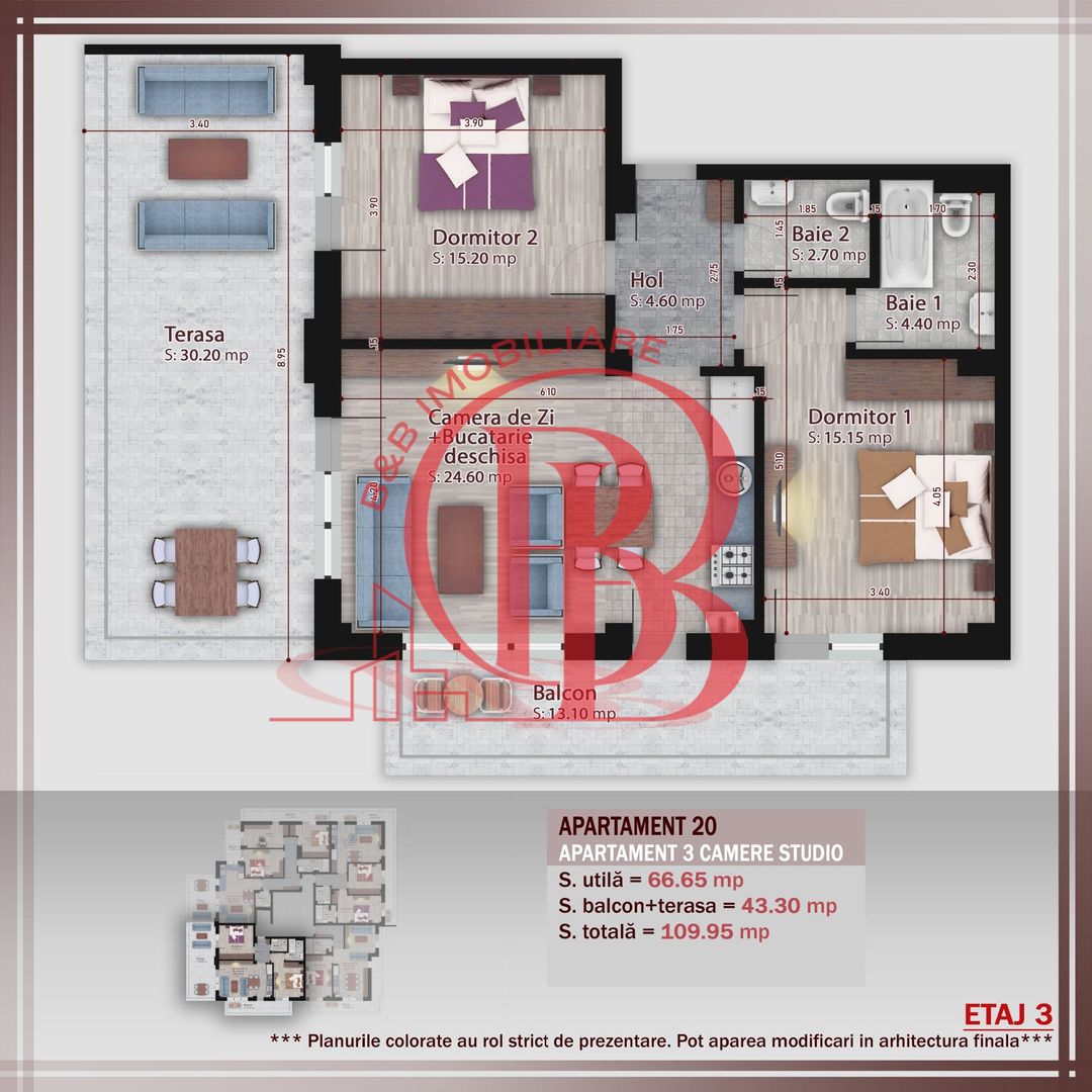 3 camere -proiect nou- Metrou Nicolae Teclu - Schiță 10