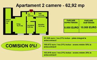 Apartament decomandat de vanzare in Iasi, Galata, 62,92 mp, bloc nou - Poză 1