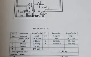 Apartament cu 2 camere/ 44mp/ zona Alexandru cel Bun - Poză 12