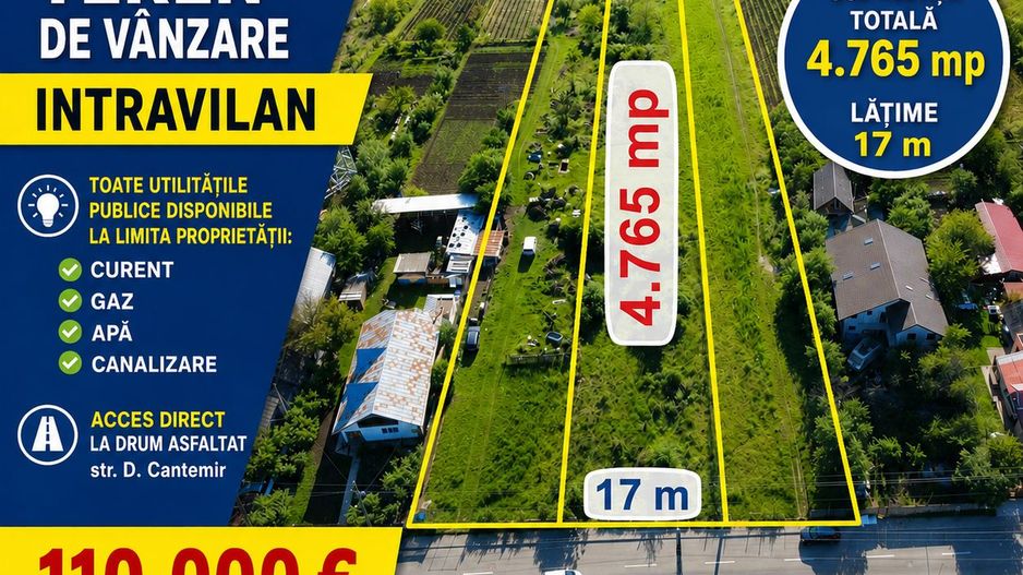 TEREN intravilan 5.000 mp, VASLUI - str. Dimitrie CANTEMIR; - Poză 1
