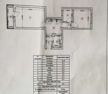 Apartament 2 camere renovat | Lacul Tei - Schiță 9