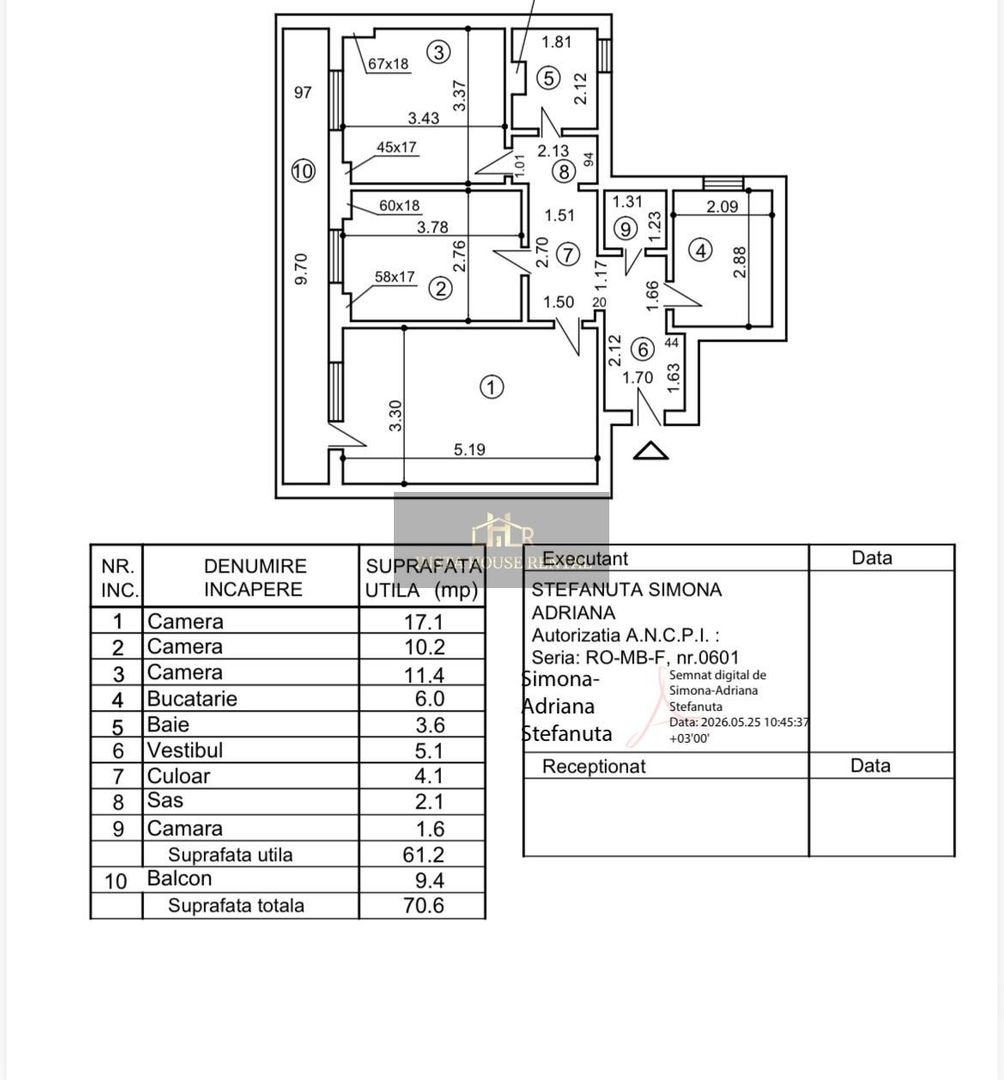 ❇️  3 Camere DECOMANDAT | Etaj 1 | Reabilitat Termic - VEDERE ÎN SPATE - Schiță 15