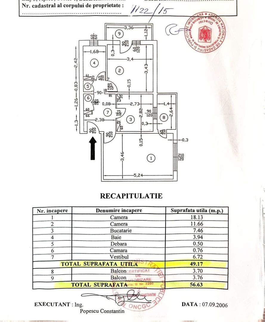 APARTAMENT 2 CAMERE | ETAJ 3 | AVIATIEI - Schiță 13