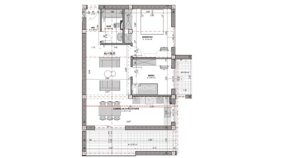 Apartament 3 camere, finisat la cheie, terasă 16.52, aer conditionat - Poză 7