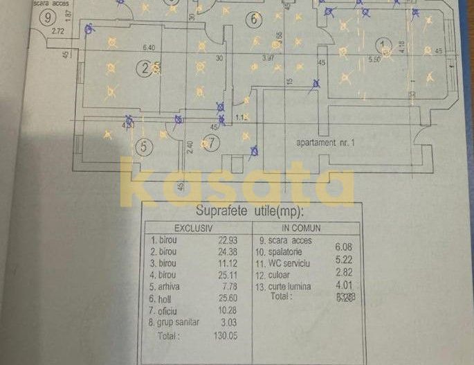 Birou Prestigios 5 Camere | Dorobanti | 130 MP - Schiță 24