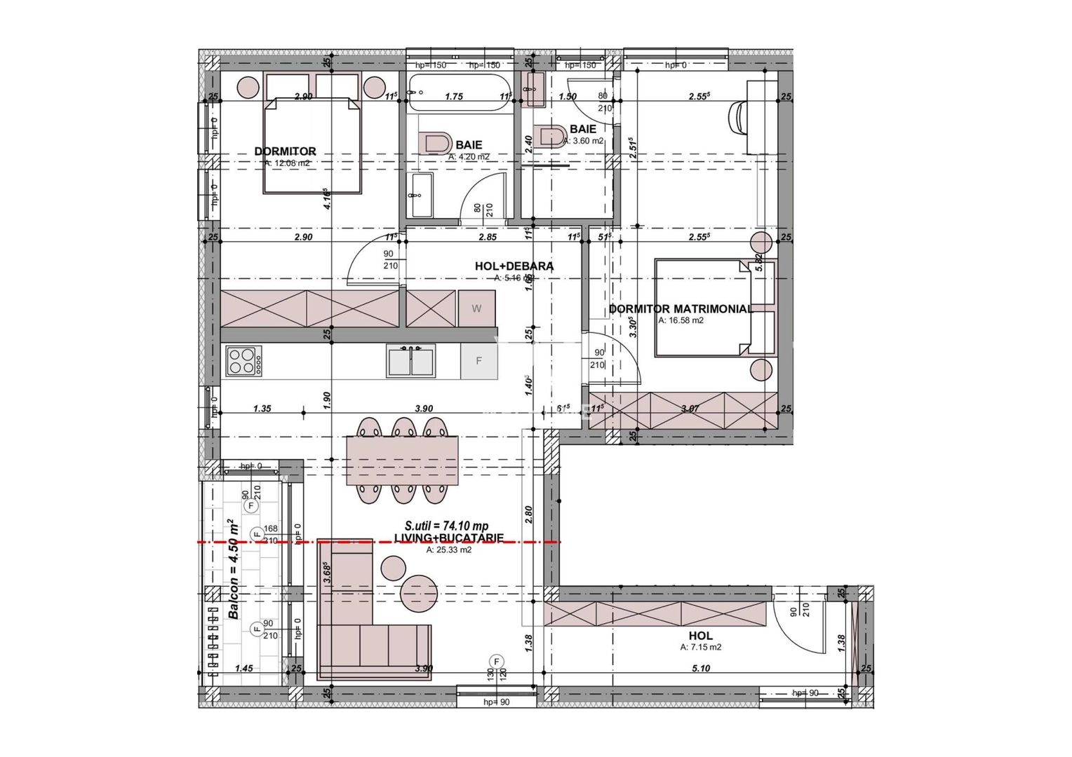 Apartament la Vila, 3 camere, Arhitectilor, Sibiu - Schiță 6