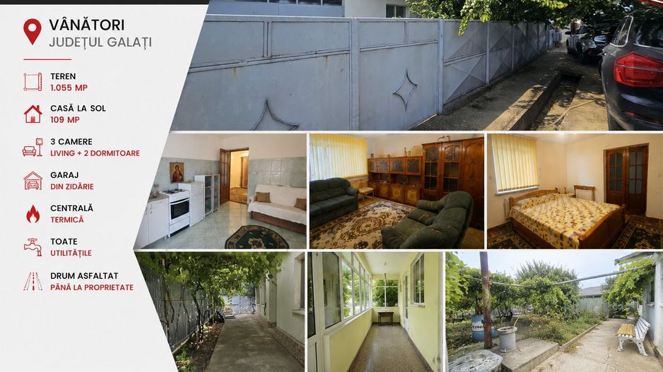 Casa la sol cu teren 1055 mp si livada - Vanatori, Galati - Poză 1