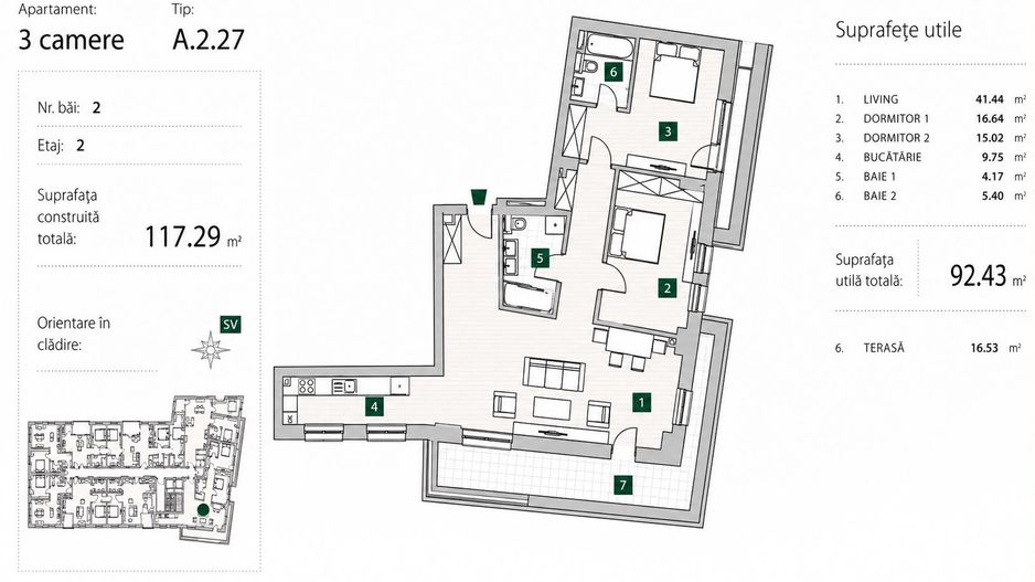 Apartament premium 3 camere | 92,43 mp | Zonă exclusivistă - Schiță 13