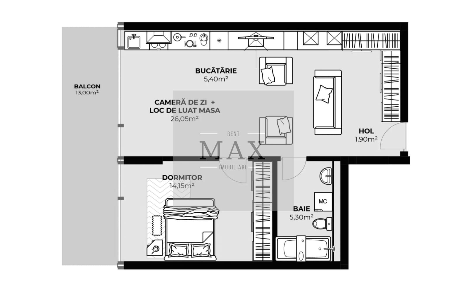 Apartament 2 camere de vânzare | 52,80 mp | Zona Autogară | Etaj 8 - Poză 1