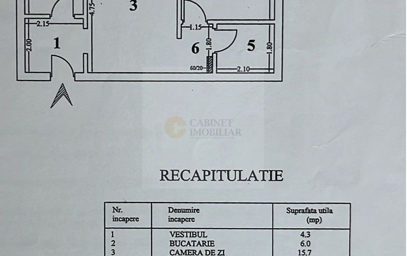 2 Camere - 52 MP | Etaj Intermediar | Reabilitat | Obor - Schiță 8