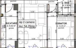 Apartament 2 Camere, 54mp + Balcon 13mp, Semifinisat - Poză 3