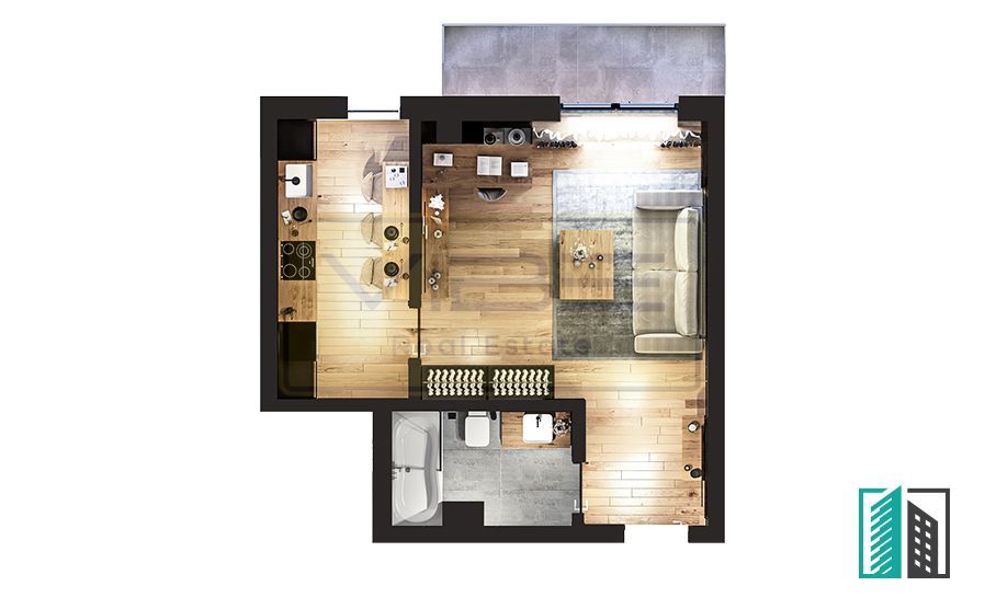 Apartament 1 camera 42 mp INTABULAT Mega Image Bucium - Poză 8