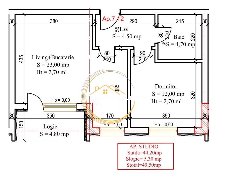 Investitie 2 camere Decomandat metrou Teclu acces facil Bloc boutique - Schiță 2