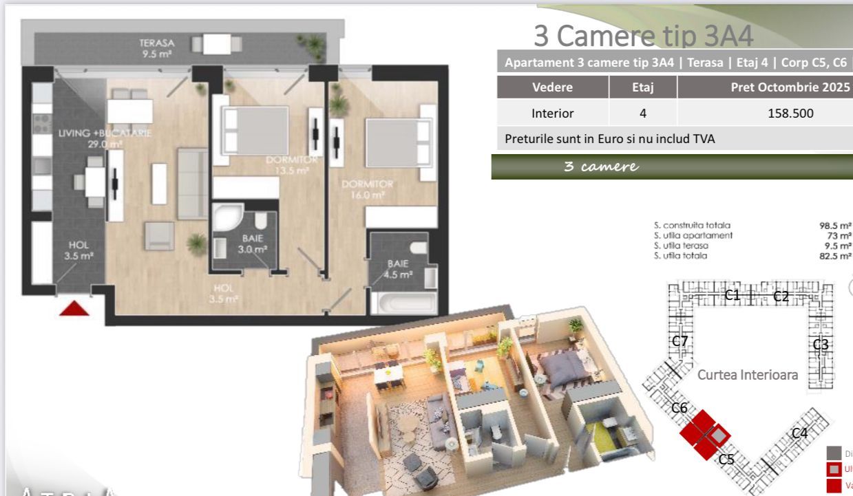 Apartament 3 camere spațios, amenajat, bloc nou, comision 0% - Poză 13