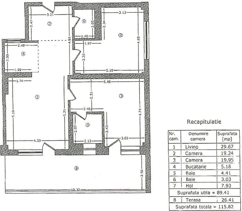 3 camere 89mp + terasa la sol  26mp | HERASTRAU - Schiță 12