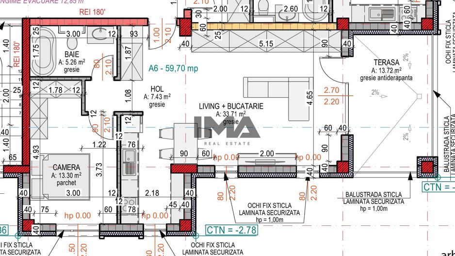 2 camere | 59,70 mp utili | Terasă 13,72 mp | Terra Gardens - Poză 3