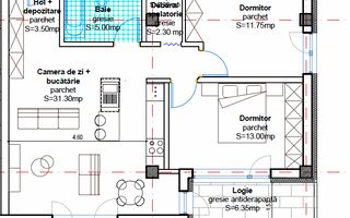 Apartament modern 2 camere cu balcon si parcare, in Baciu! - Schiță 1