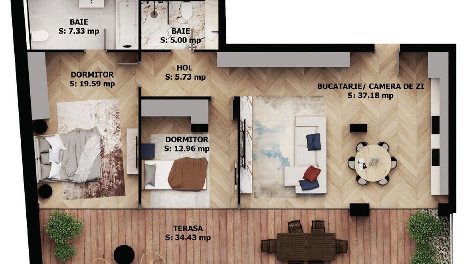 Apartament nou, 3 camere, 264 500 Euro. Comision 0. - Poză 1