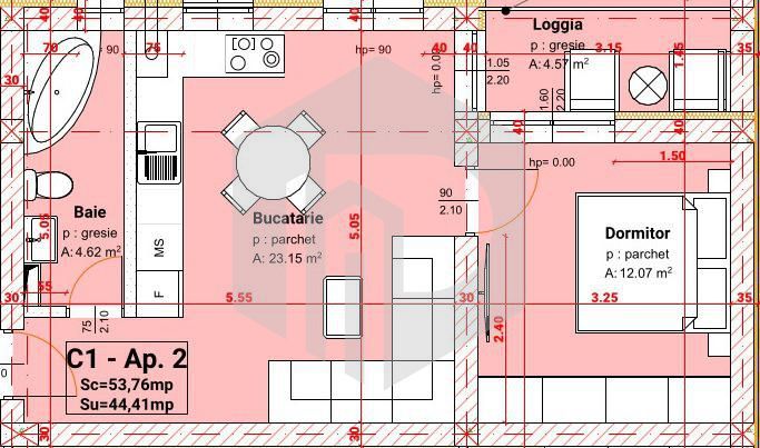 Zona Mall | 2 camere | 45 mpu-Etaj 2 DEZVOLTATOR - Poză 2