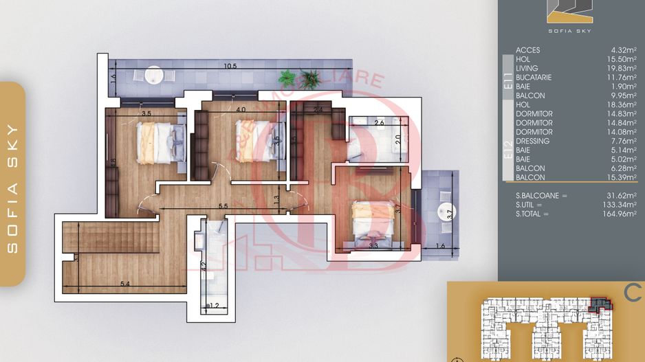 Finalizat-Mutare Rapida la 7min Metrou Duplex 4 camere cu 3 bai - Schiță 3