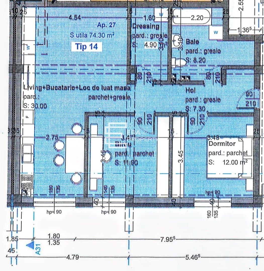 Apartament 3 camere  74 mp, zona Triajului Selimbar - Schiță 6