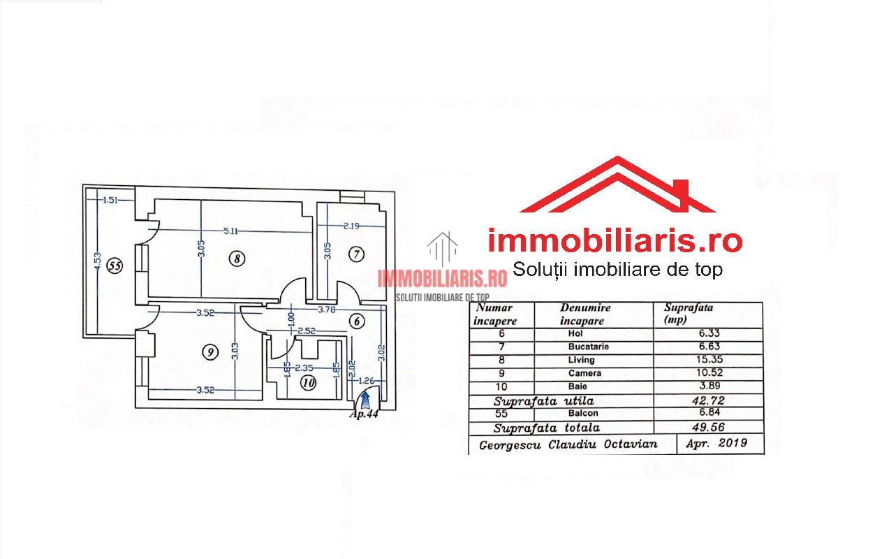 T.Pallady-Parcul Teilor - Etaj 4/5 - Decomandat - Mobilat si Utilat - Schiță 13