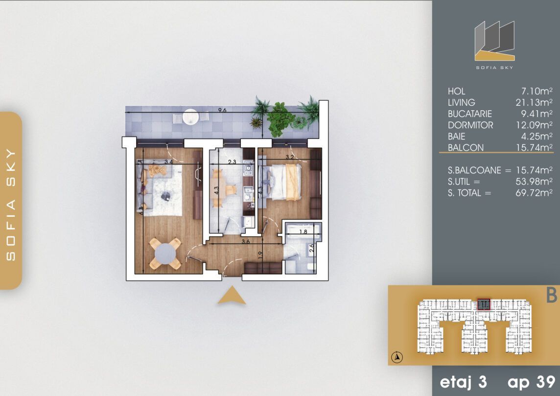 2 camere decomandat Titan Pallady 700m Metrou Nic. Teclu - Schiță 5