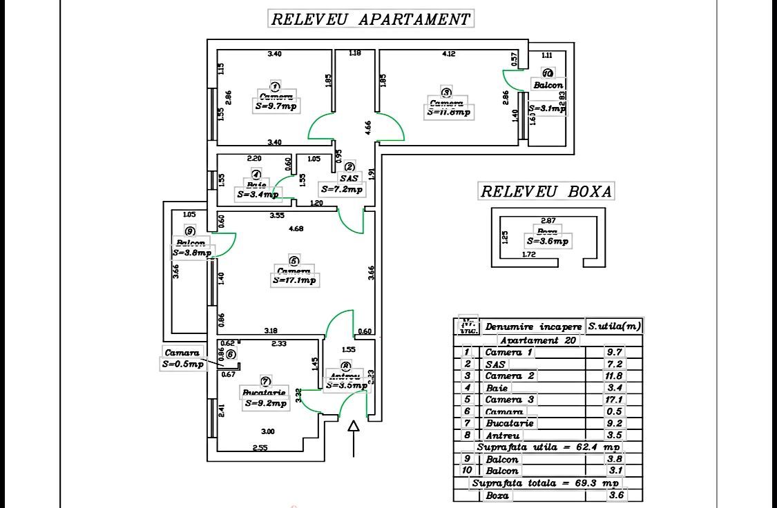 Apartament cu 3 camere de vanzare Central, Oradea. - Schiță 15