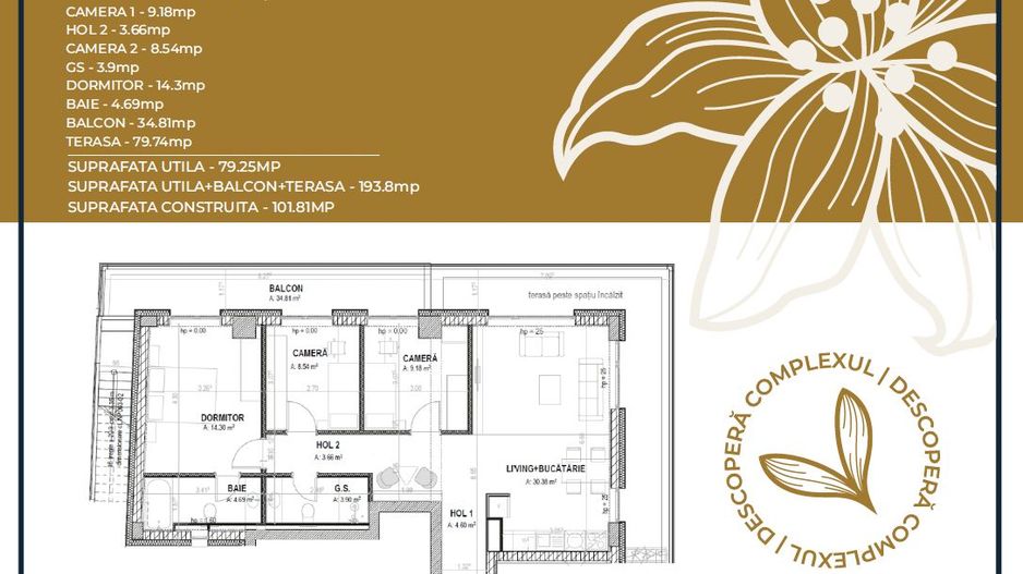 Apartament 4 camere nou, cu terasa  Pta-Unirii AP16B - Poză 2